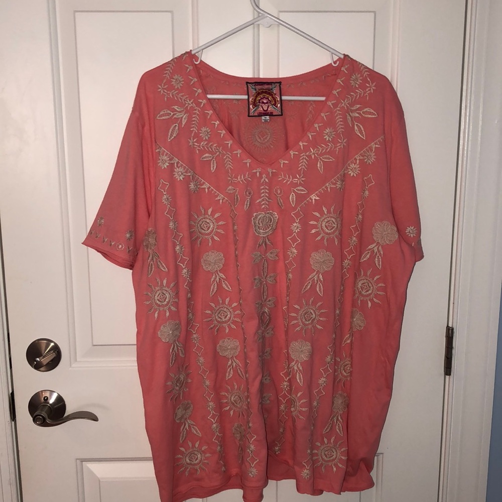 Johnny Was Pink Cotton Tee.